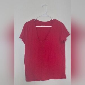 Merona Red V-Neck Short Sleeve Tee Shirt Cotton Classic Casual Basic Top XXL
